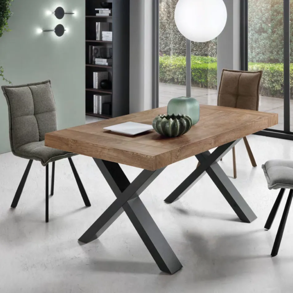 Eettafel uitschuifbaar tot 260 cm houteffect Made in Italy - Lenova Viadurini