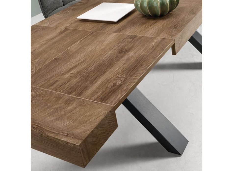 Eettafel uitschuifbaar tot 260 cm houteffect Made in Italy - Lenova Viadurini