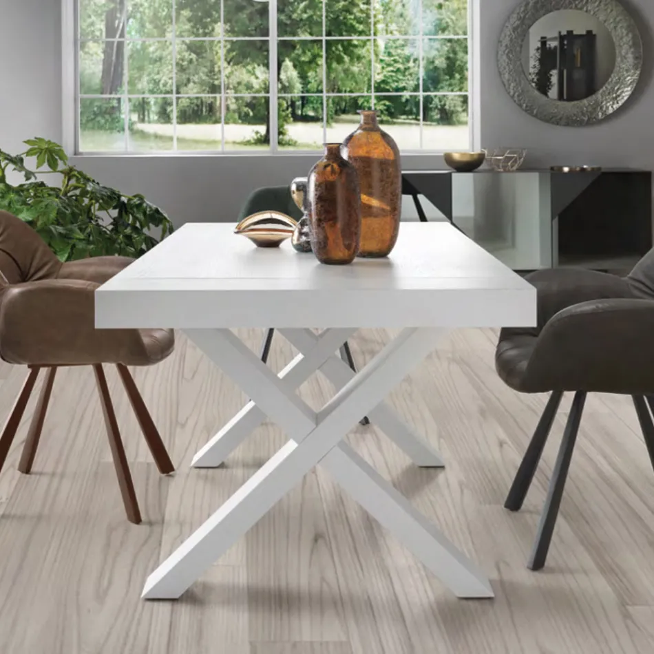 Eettafel uitschuifbaar tot 260 cm houteffect Made in Italy - Lenova Viadurini