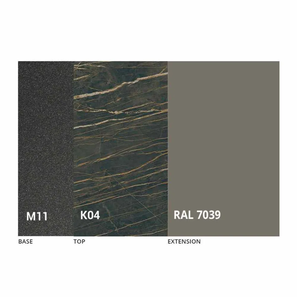 Uitschuifbare eettafel tot 298 cm in metaal en keramiek blad - Anaconda Viadurini