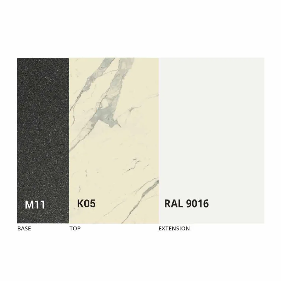 Uitschuifbare eettafel tot 298 cm in metaal en keramiek blad - Anaconda Viadurini