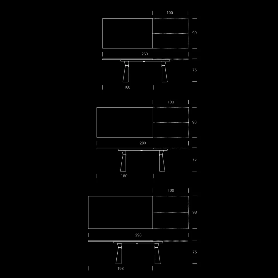Uitschuifbare eettafel tot 298 cm in melamine Made in Italy - Fedemo Viadurini