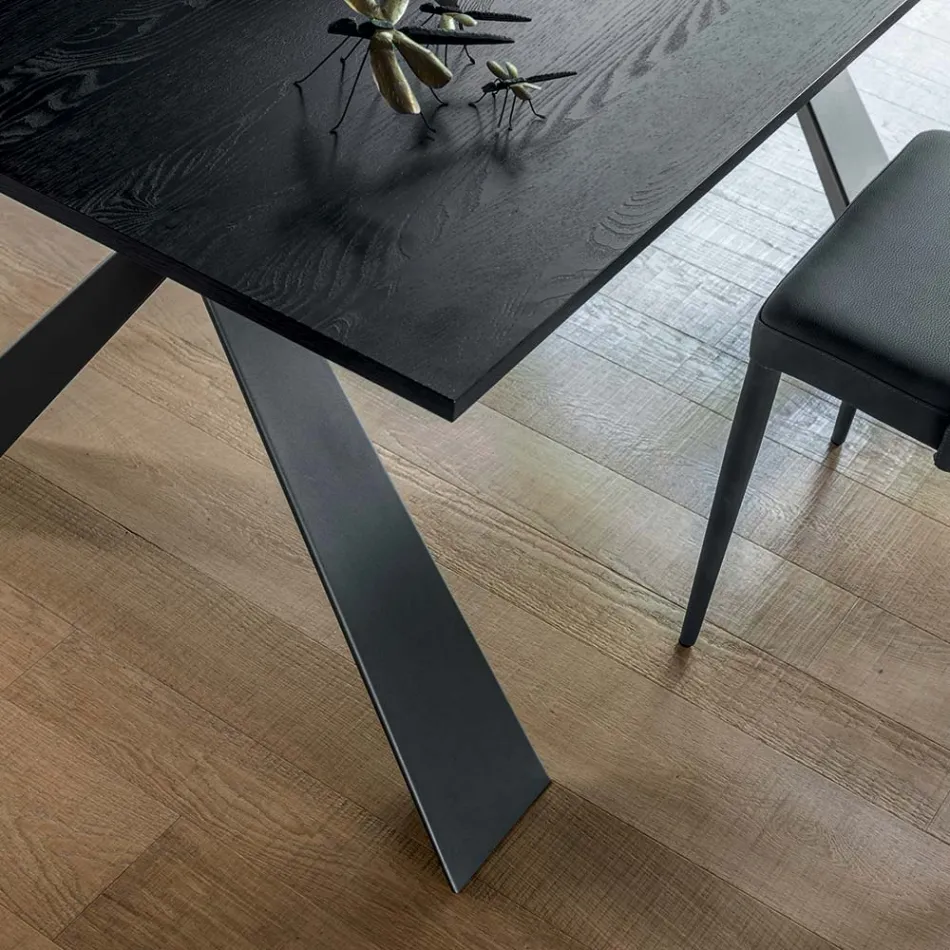 Uitschuifbare eettafel tot 298 cm in melamine Made in Italy - Fedemo Viadurini