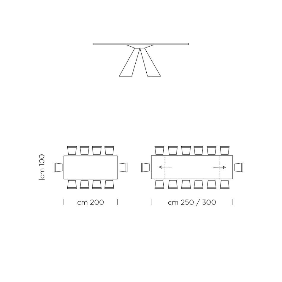 Uitschuifbare eettafel tot 300 cm in HPL-laminaat Made in Italy - Dalmatian Viadurini