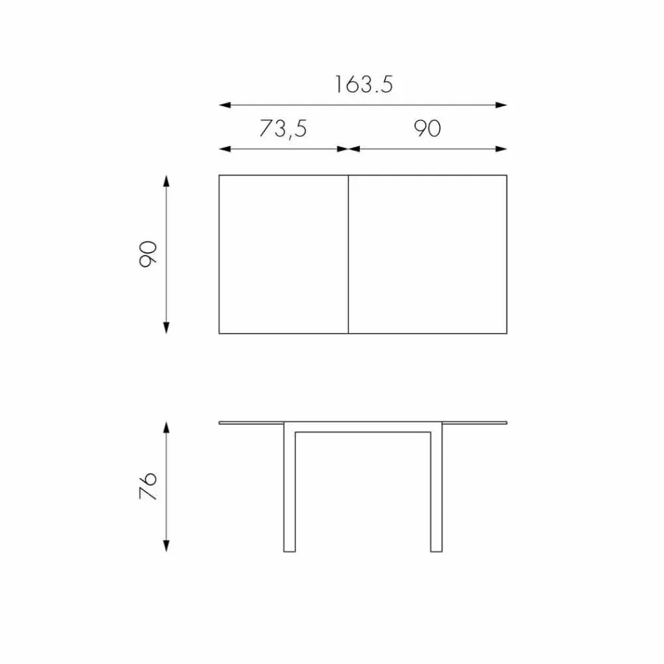 Uitschuifbare eettafel met Teo-glazen blad Viadurini