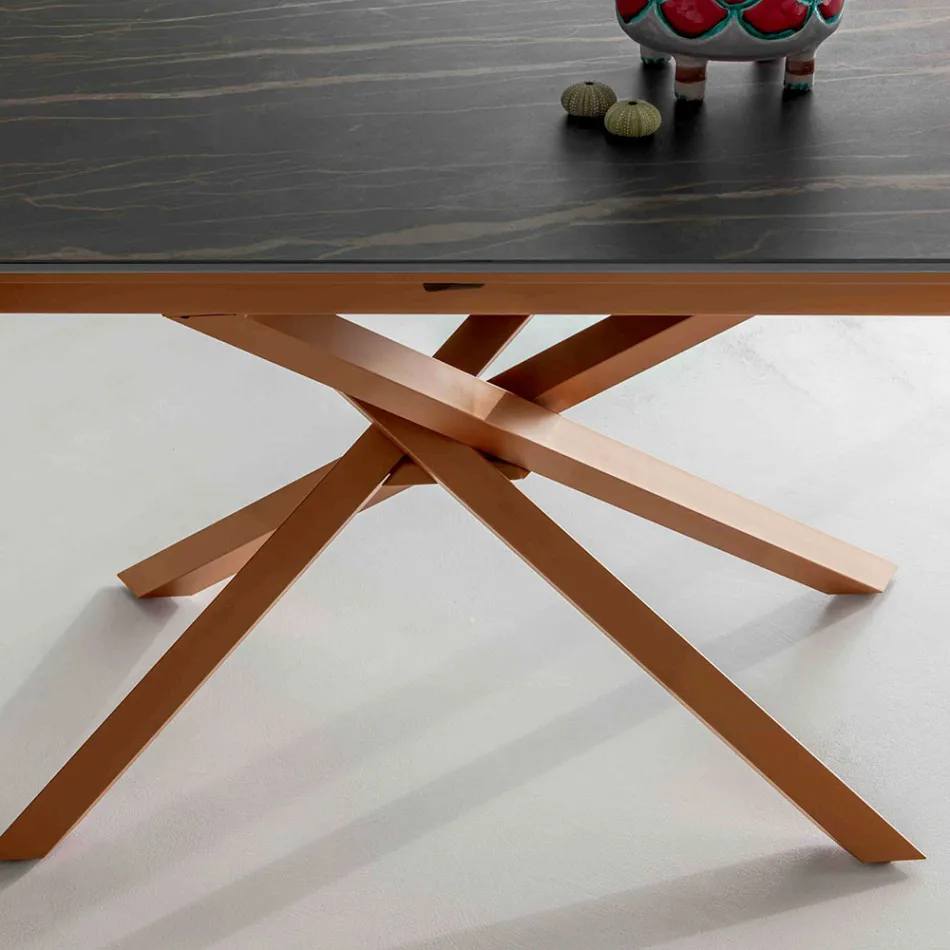 Uitschuifbare eettafel met metalen frame gemaakt in Italië - Elastisch Viadurini