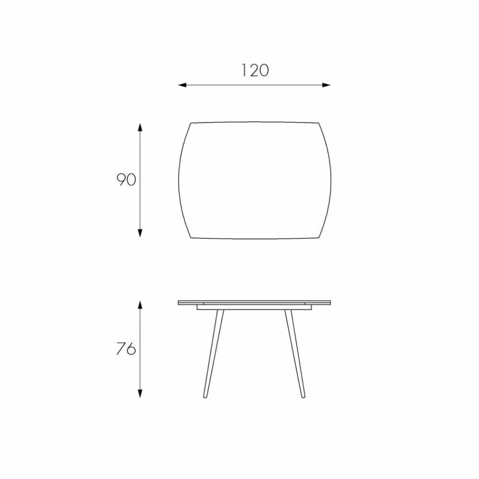 Uitschuifbare eettafel met Japan Nieuwe glazen bovenkant Viadurini
