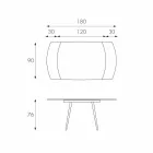 Uitschuifbare eettafel met Japan Nieuwe glazen bovenkant Viadurini