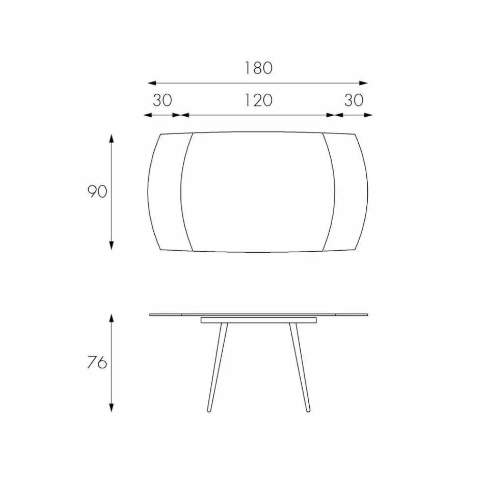 Uitschuifbare eettafel met Japan Nieuwe glazen bovenkant Viadurini