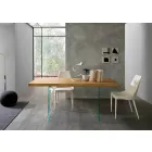 Uitschuifbare eettafel tot 280 cm in hout en glas Made in Italy - Focus Viadurini