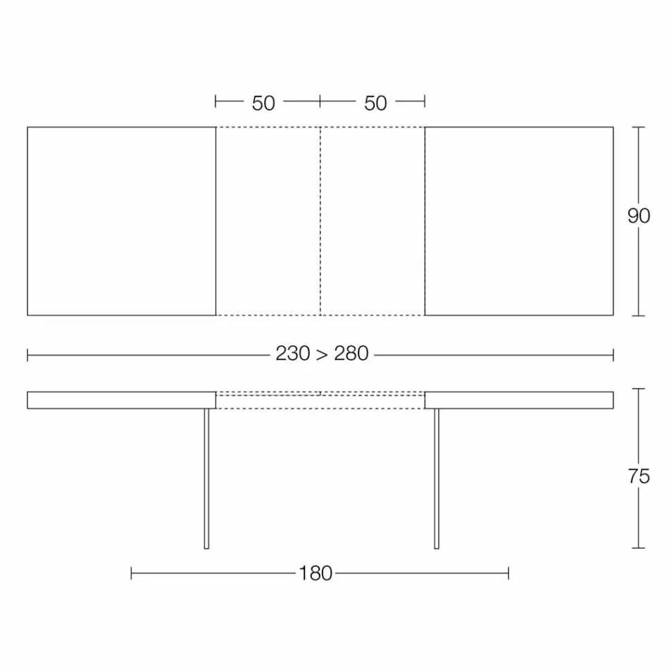 Uitschuifbare eettafel tot 280 cm in hout en glas Made in Italy - Focus Viadurini