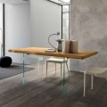 Uitschuifbare eettafel tot 280 cm in hout en glas Made in Italy - Focus