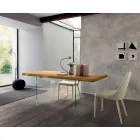 Uitschuifbare eettafel tot 280 cm in hout en glas Made in Italy - Focus Viadurini
