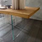 Uitschuifbare eettafel tot 280 cm in hout en glas Made in Italy - Focus Viadurini