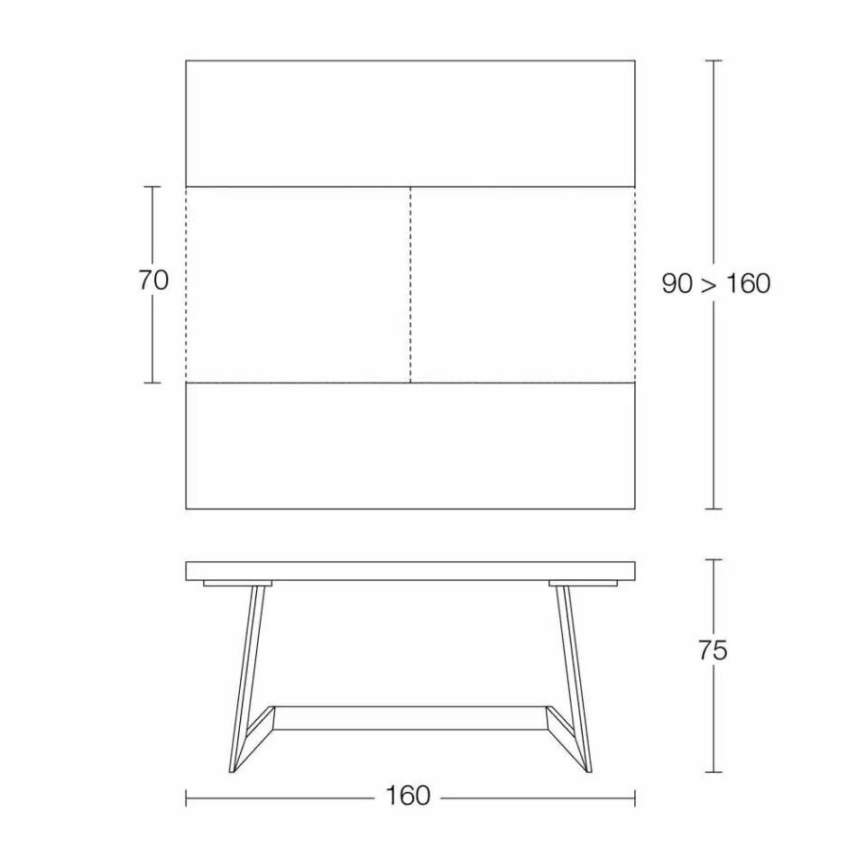 Uitschuifbare eettafel tot 160 cm in hout Made in Italy - Eugenia Viadurini