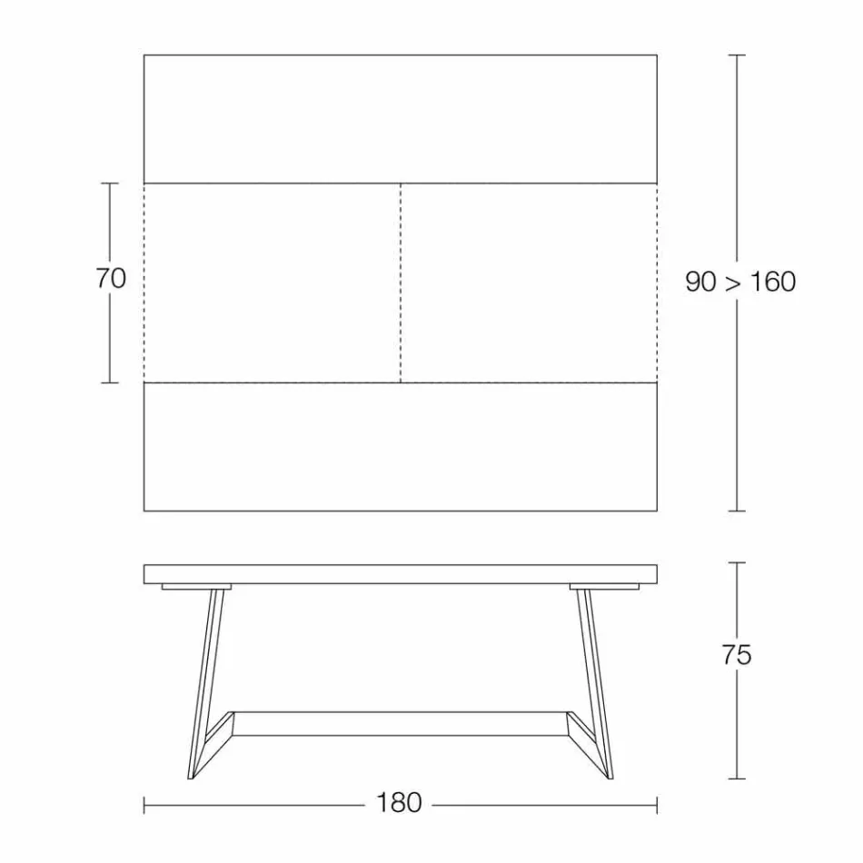 Uitschuifbare eettafel tot 160 cm in hout Made in Italy - Eugenia Viadurini