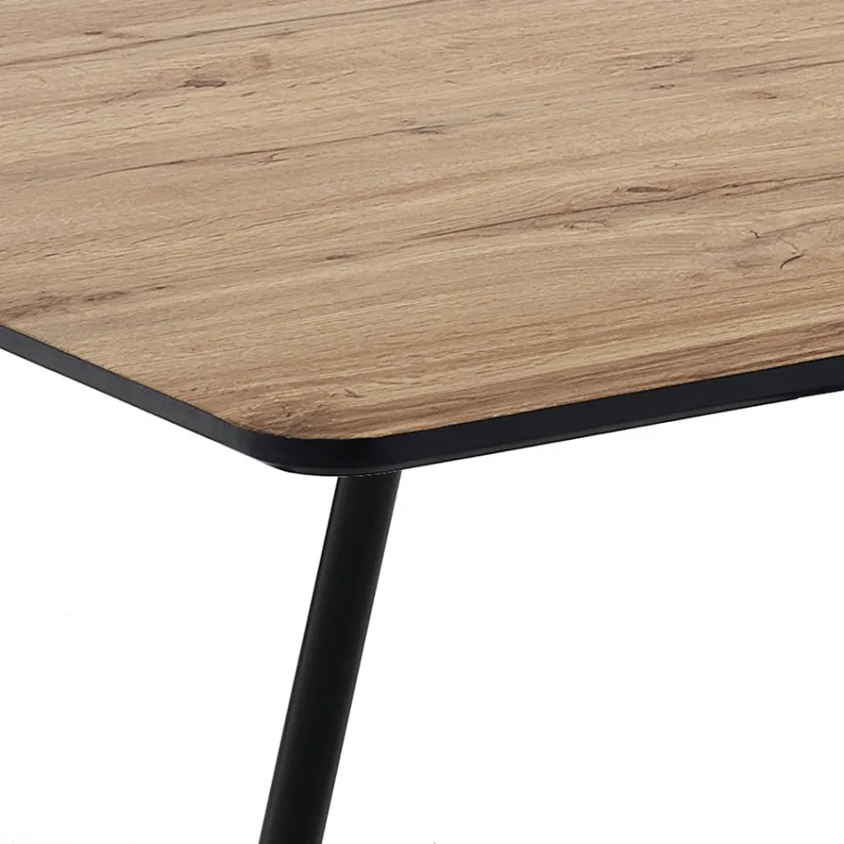 Uitschuifbare eettafel tot 160 cm in Mdf en zwart metaal - Crumiro Viadurini