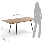 Uitschuifbare eettafel tot 160 cm in Mdf en zwart metaal - Crumiro Viadurini