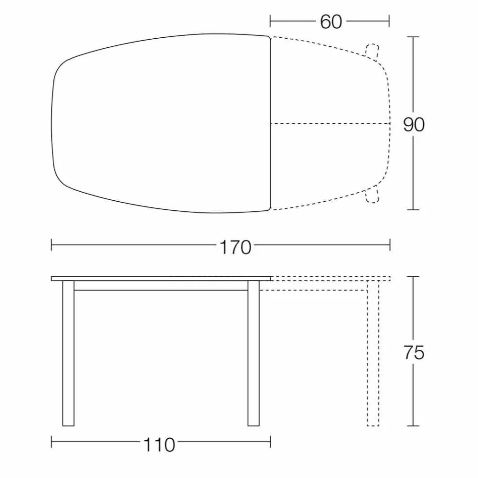 Uitschuifbare eettafel tot 170 cm in keramiek Made in Italy - Tremiti Viadurini
