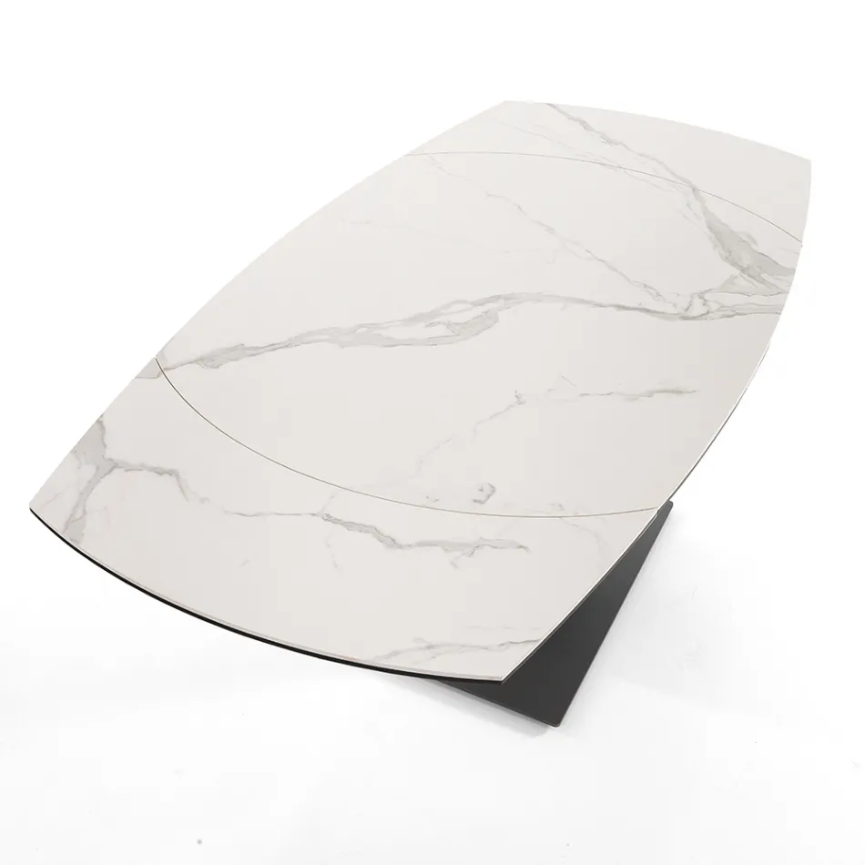 Uitschuifbare eettafel tot 180 cm in keramiek en staal - Catone Viadurini