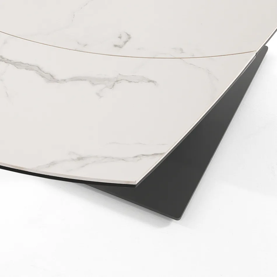 Uitschuifbare eettafel tot 180 cm in keramiek en staal - Catone Viadurini