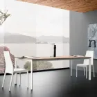 Uitschuifbare eettafel tot 230 cm in melamine Made in Italy - platina Viadurini