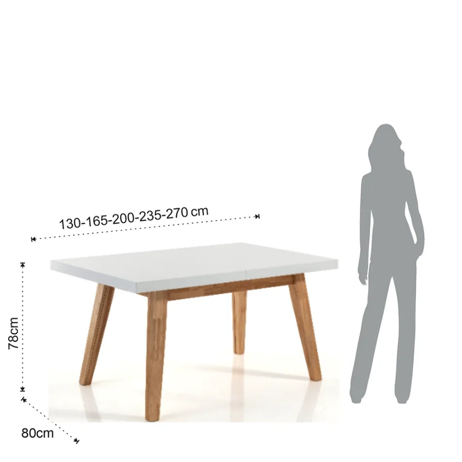 Uitschuifbare eettafel tot 235 cm in wit gelakt Mdf - Fedora Viadurini