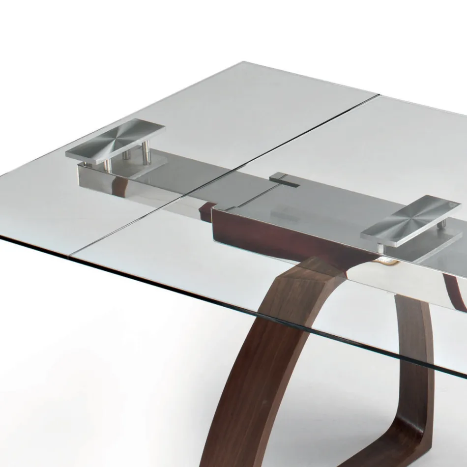 Uitschuifbare eettafel tot 280 cm in glas Made in Italy - Antimo Viadurini