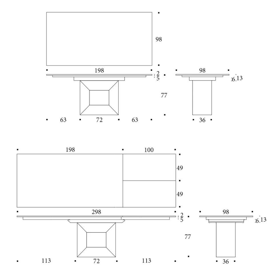 Uitschuifbare eettafel tot 280 of 298 cm Keramiek Metaal - Revia Viadurini