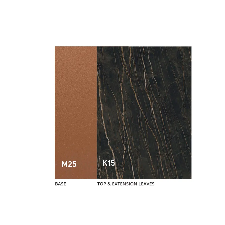 Uitschuifbare eettafel tot 280 of 298 cm Keramiek Metaal - Revia Viadurini