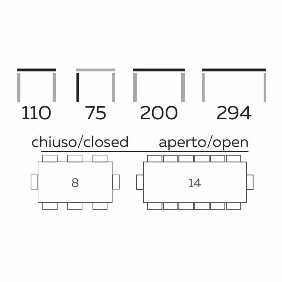 Uitschuifbare eettafel tot 294 cm in marmer-steengoed gemaakt in Italië - macro Viadurini