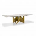 Luxe uitschuifbare tafel tot 294 cm in marmer-steengoed gemaakt in Italië - macro