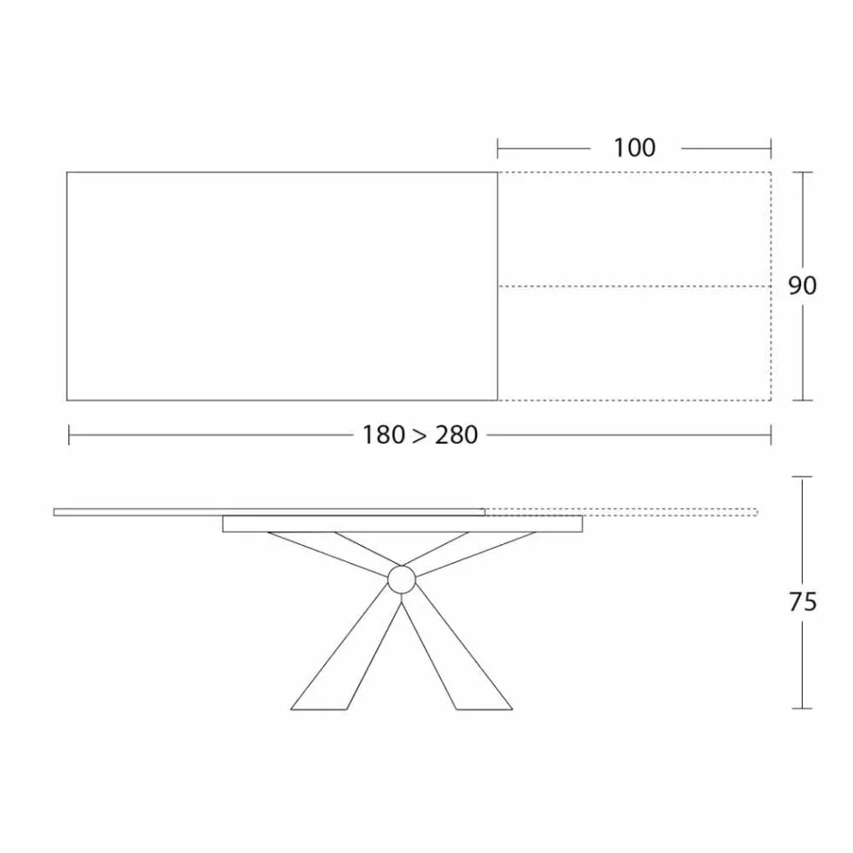 Uitschuifbare eettafel tot 298 cm in keramiek Made in Italy - Anaconda Viadurini