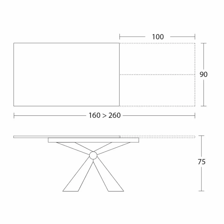 Uitschuifbare eettafel tot 298 cm in keramiek Made in Italy - Anaconda Viadurini