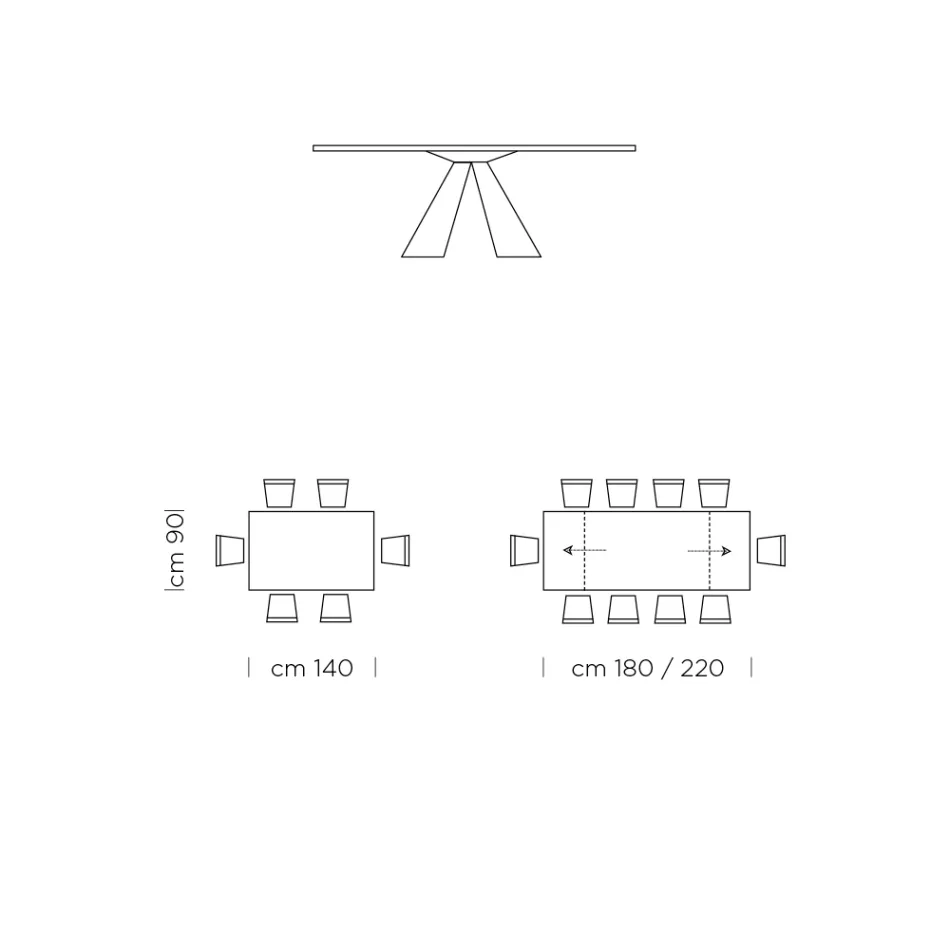 Uitschuifbare eettafel tot 300 cm in Fenix Made in Italy - Dalmatiër Viadurini