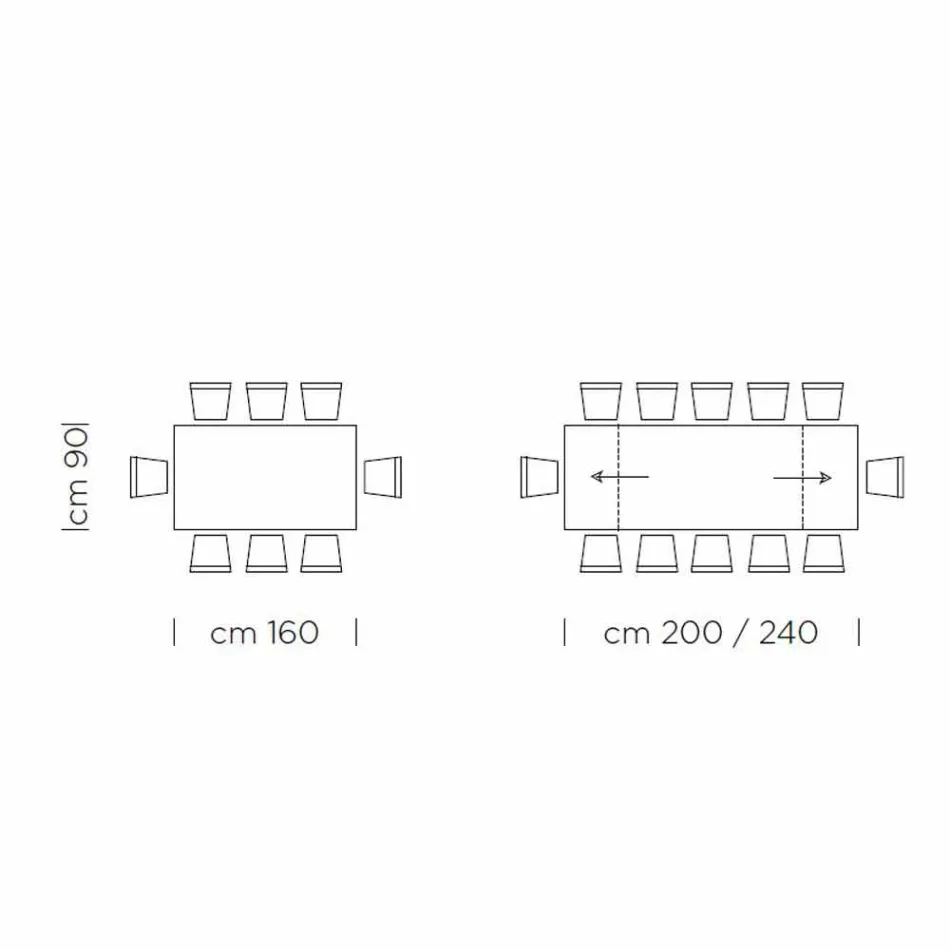 Uitschuifbare eettafel tot 300 cm in laminaat Made in Italy - Grotta Viadurini