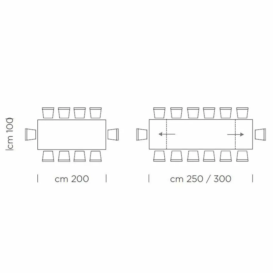 Uitschuifbare eettafel tot 300 cm in laminaat Made in Italy - Grotta Viadurini