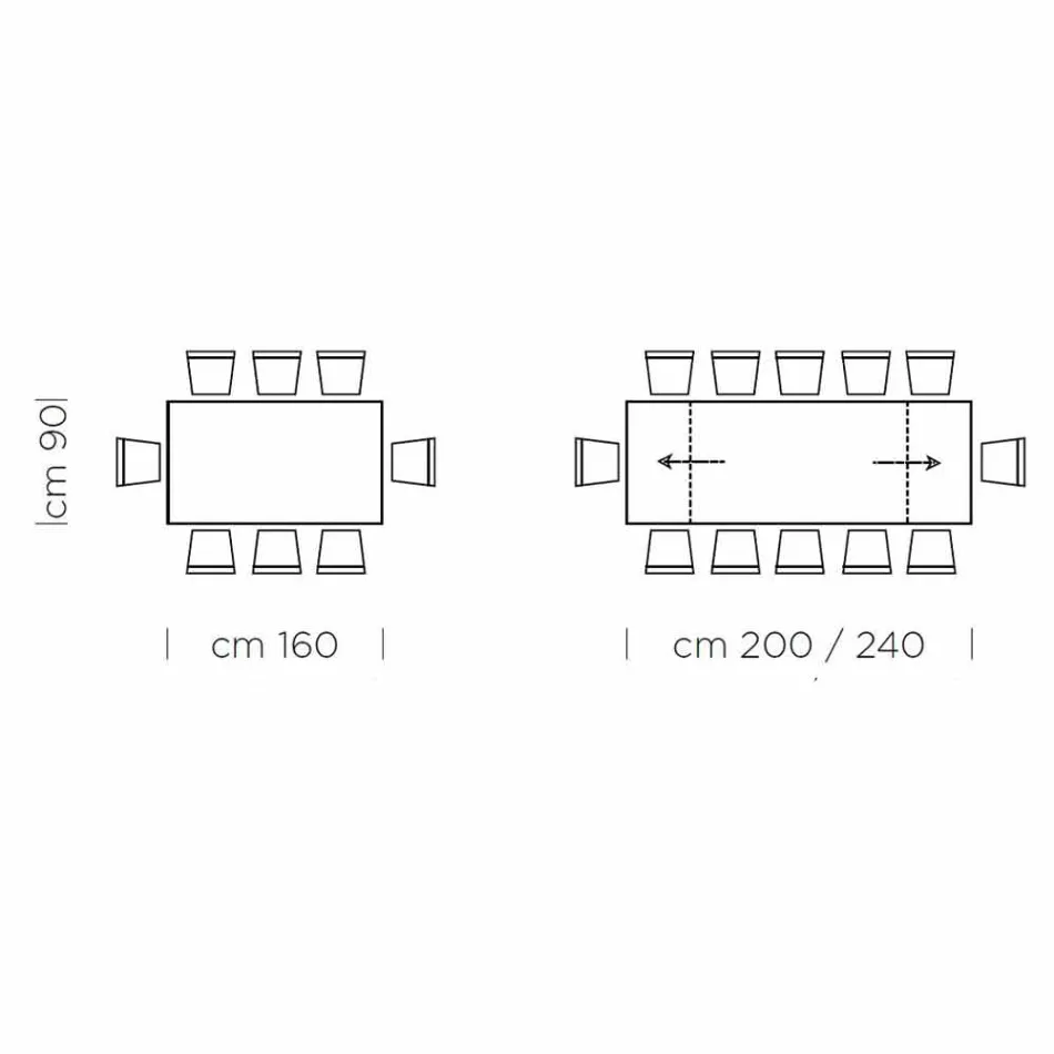 Uitschuifbare eettafel tot 300 cm in laminaat Made in Italy - Settimmio Viadurini