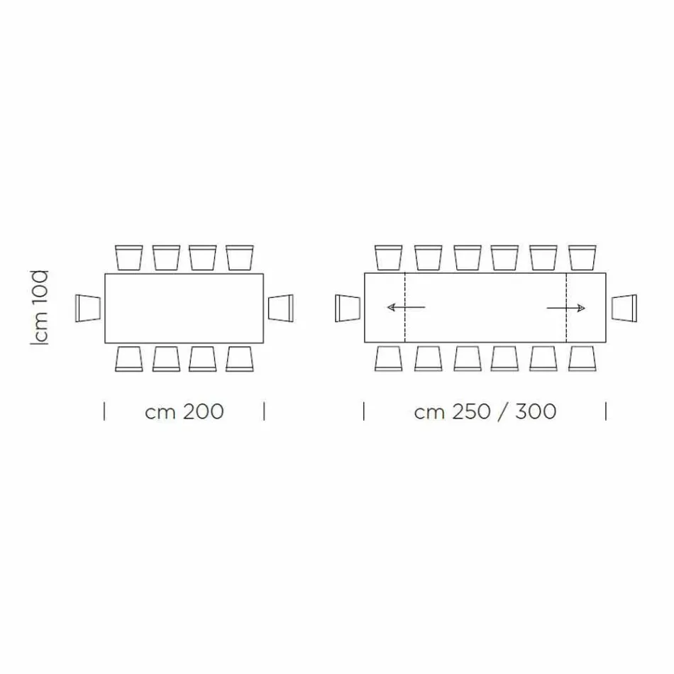 Uitschuifbare eettafel tot 300 cm in laminaat Made in Italy - Settimmio Viadurini