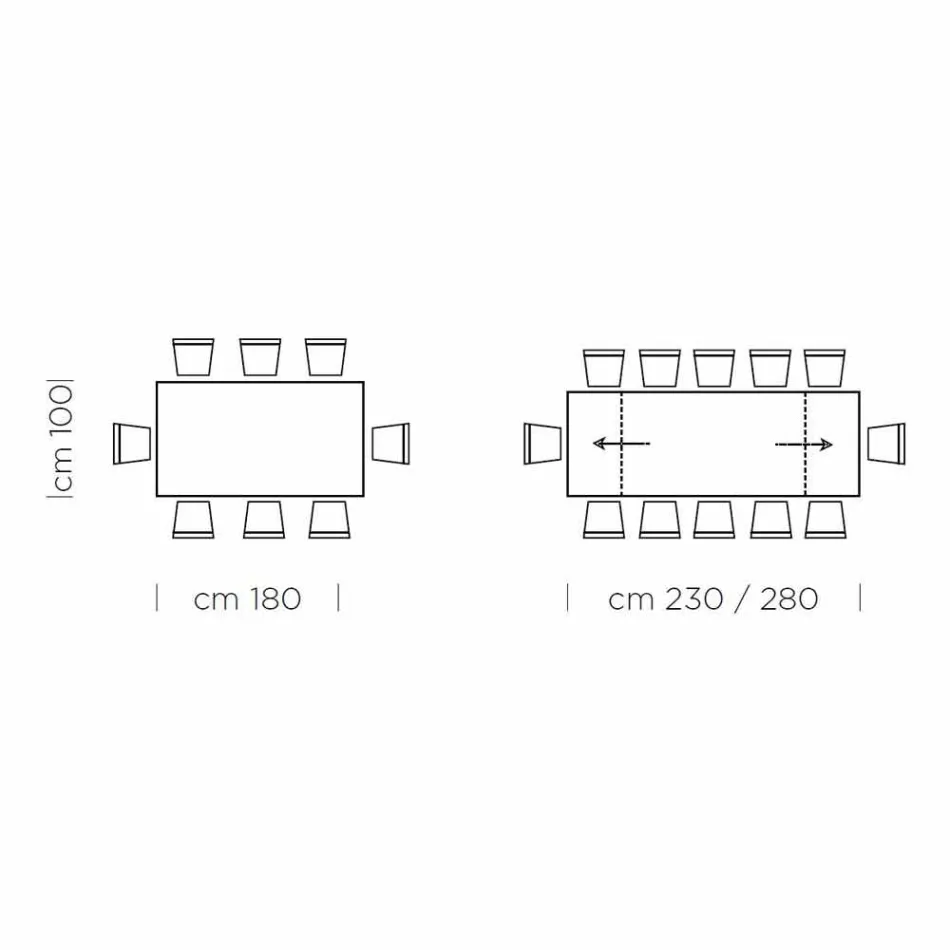 Uitschuifbare eettafel tot 300 cm in laminaat Made in Italy - Settimmio Viadurini