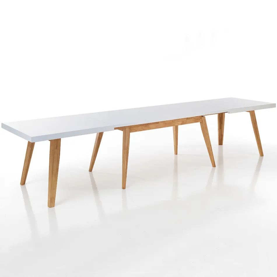 Uitschuifbare eettafel tot 315 cm in Mdf en massief hout - Paolo Viadurini