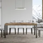 Uitschuifbare eettafel tot 440 cm in hout en ijzer Made in Italy - Foxy Viadurini