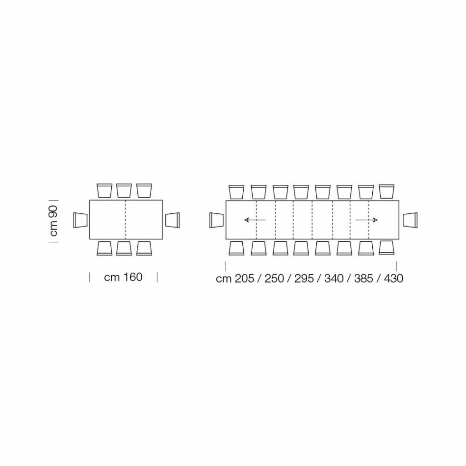 Uitschuifbare eettafel tot 450 cm in laminaat Made in Italy - Salentino Viadurini