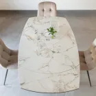 Uitschuifbare eettafel in keramiek en metalen onderstel - Indira Viadurini