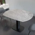 Uitschuifbare eettafel in keramiek en metalen onderstel - Indira Viadurini