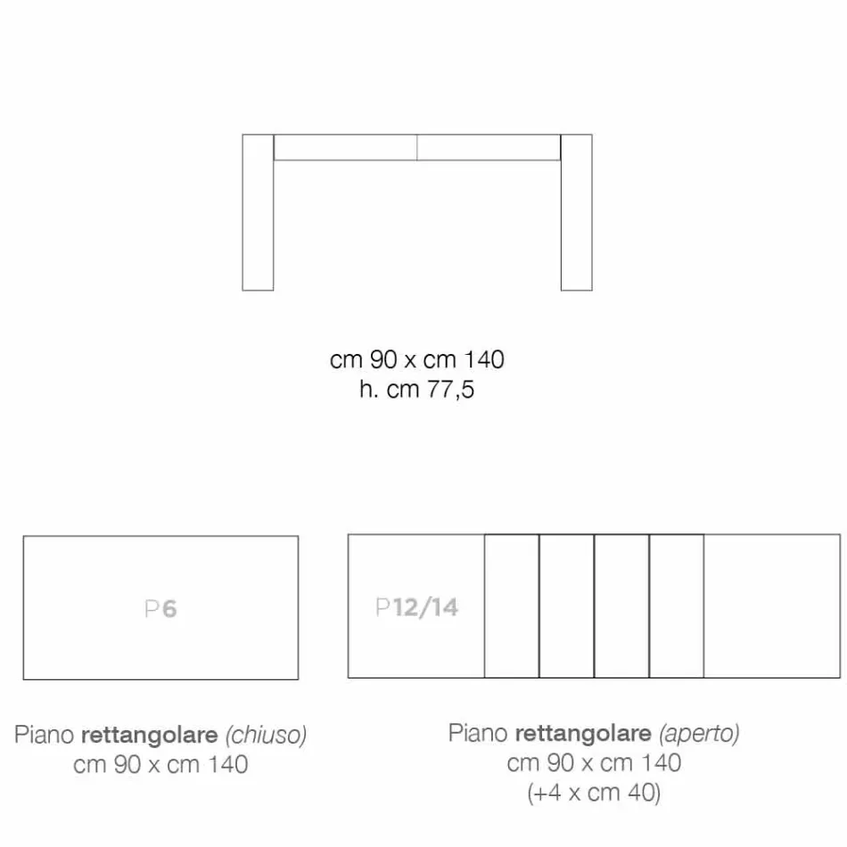 Uitschuifbare eettafel van melaminehout gemaakt in Italië, Oky Viadurini
