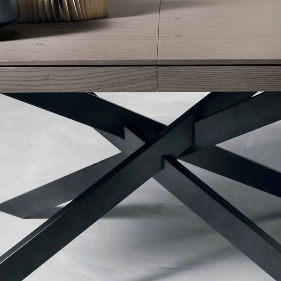 Uitschuifbare eettafel in eikenhout L315cm gemaakt in Italië Oncino Viadurini