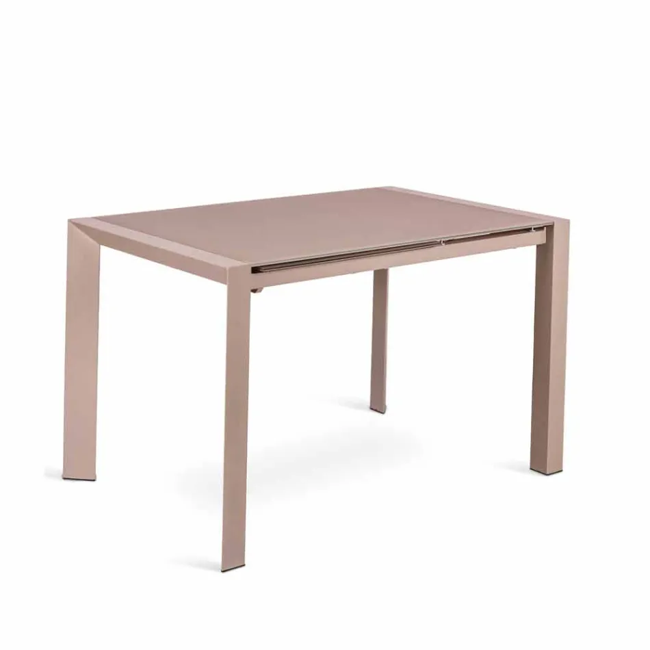 eettafel glazen tafel en metalen Oddo Viadurini