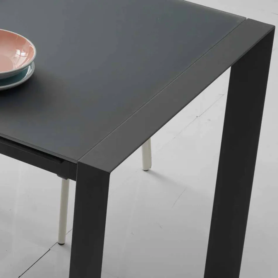 eettafel glazen tafel en metalen Oddo Viadurini
