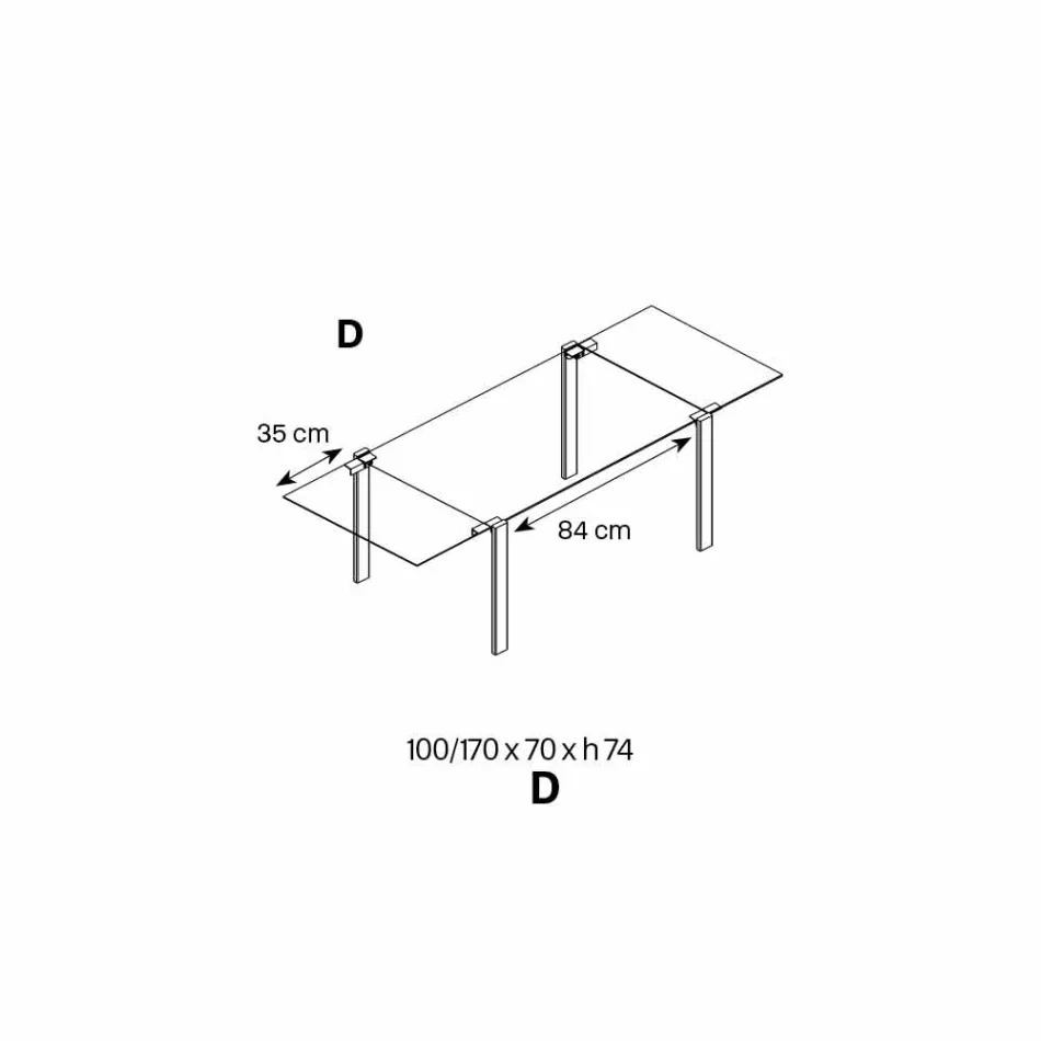 Uitschuifbare eettafel in Extralight glas en metaal gemaakt in Italië - Sopot Viadurini